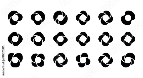 Abstract flower logo set. Geometric shapes design.