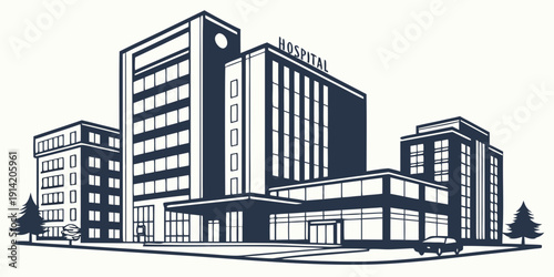 Modern cityscape featuring tall buildings and a bustling street scene