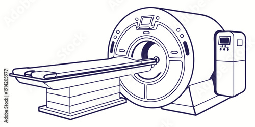 A detailed illustration of a medical imaging machine used for diagnostic purposes