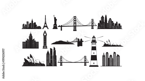 Iconic World Landmarks and City Skylines Vector Illustration Collection