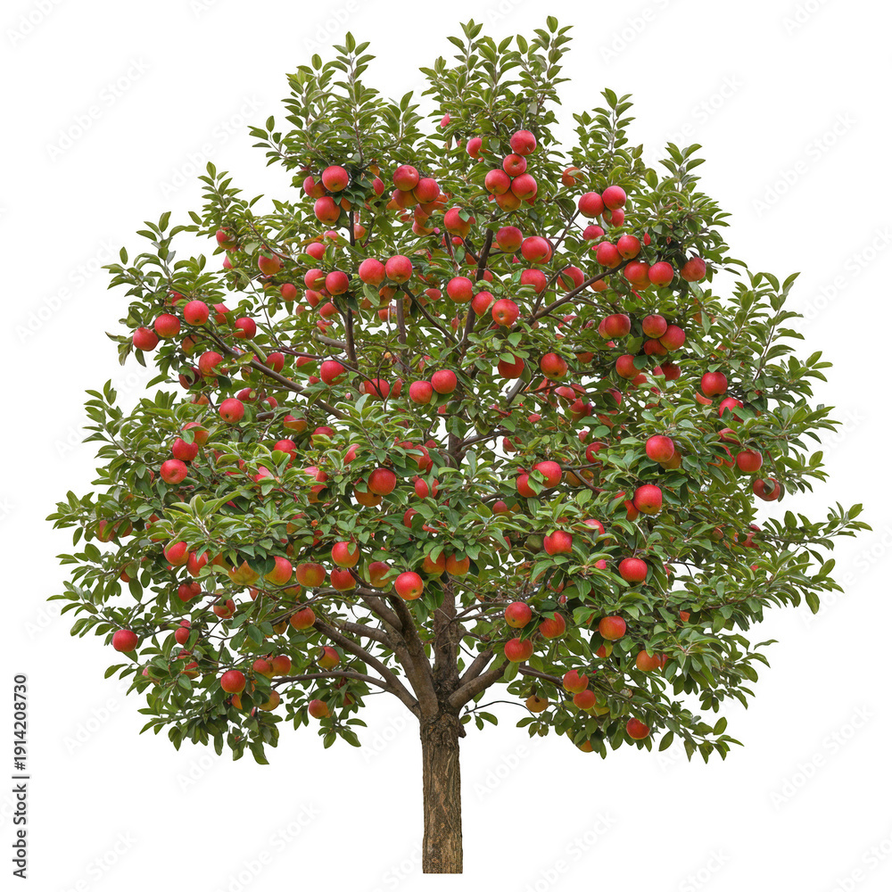 Fototapeta premium Fully loaded apple tree isolated on transparent background
