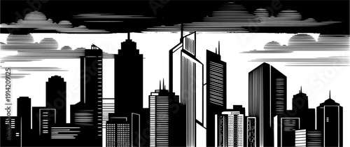 london skyline in black