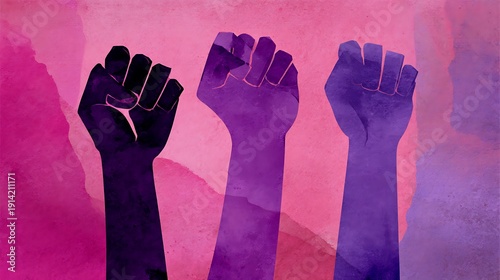 Empowerment three fists raised high