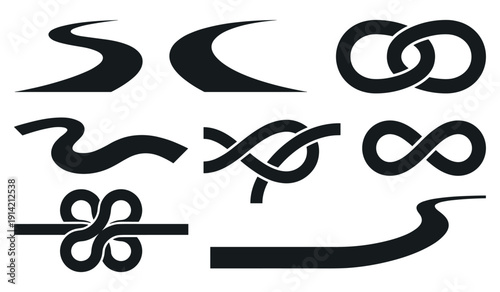 Abstract knot vector infinity loop decorative flourishes set for design