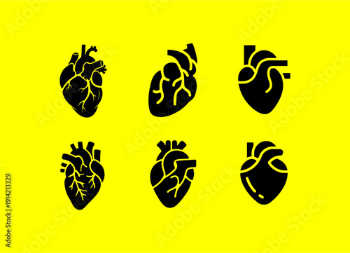 Human Heart Anatomy Icon Set, Medical Cardiology Vector Illustrations