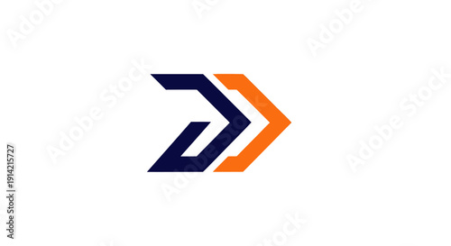 Modern abstract logo design with arrow elements in blue and orange.