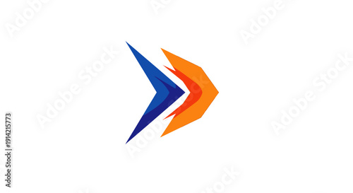 Abstract blue and orange arrow logo design element.