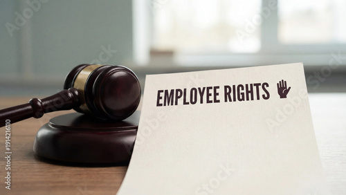 Employee rights legal document with gavel on desk representing workplace protection and employment law enforcement