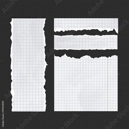 Realistic Torn White Paper Texture with Ripped Edges on Transparent Background