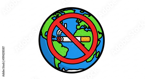 Free Download No smoking earth globe icon with cigarette prohibition sign concept - GFXLoad