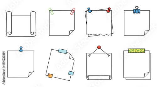 Collection of Illustrated Paper Notes and Stationery