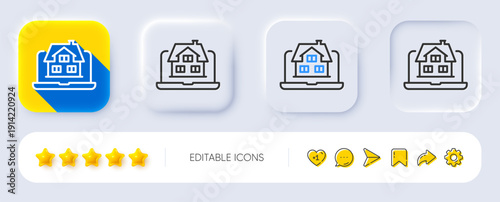 Realtor line icon. Neumorphic, Flat shadow, 3d buttons. Real estate agent sign. Property agency symbol. Line realtor icon. Social media icons. Vector