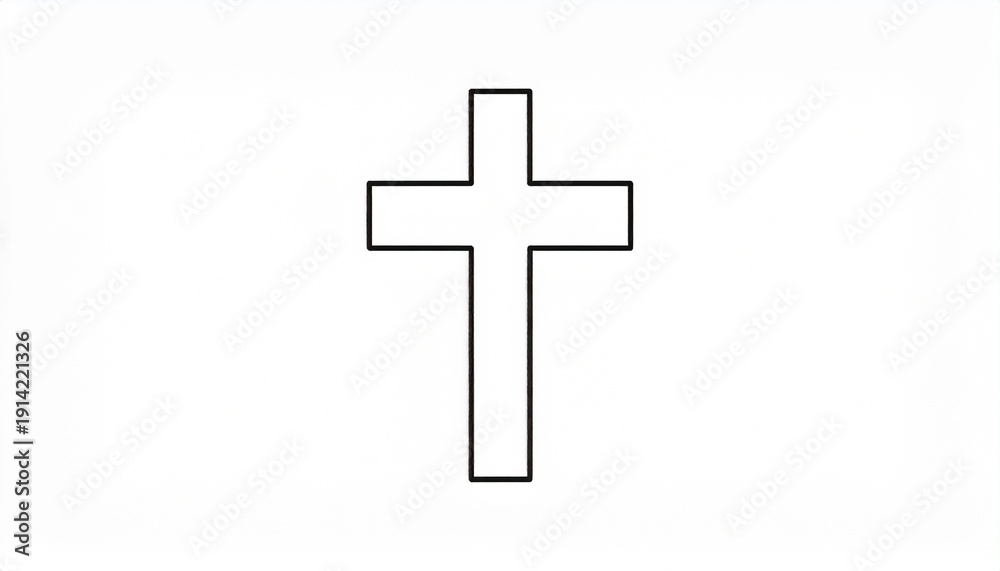 Fototapeta premium Minimalist white cross symbol on transparent background for religious and spiritual design