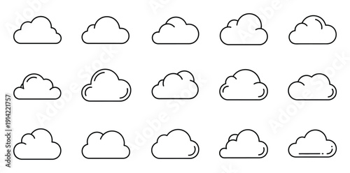 Collection of Stylized Cloud in a Grid Layout