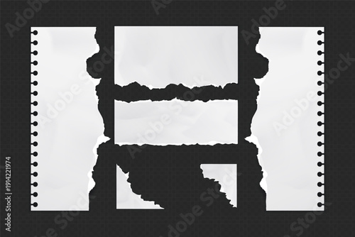 Realistic Torn White Paper Texture with Ripped Edges on Transparent Background