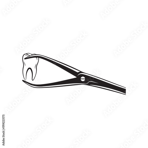 Dental Extraction Forceps Holding Tooth Illustration