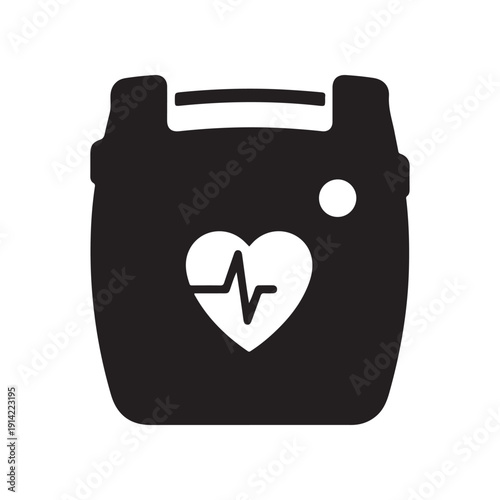 defibrillator icon with heart rate symbol