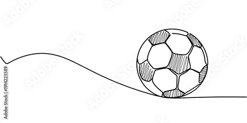 Soccer ball with line illustration on white background for sports design