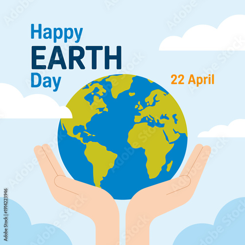 Hands holding the earth on earth day april twenty second