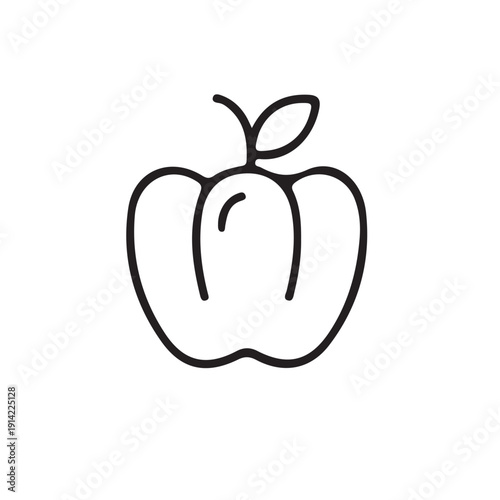 Bell Pepper Icon Representing Vegetable, Food, and Nutrition