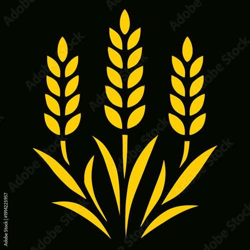 Golden wheat stalks symbolizing agriculture and harvest in a minimalist design