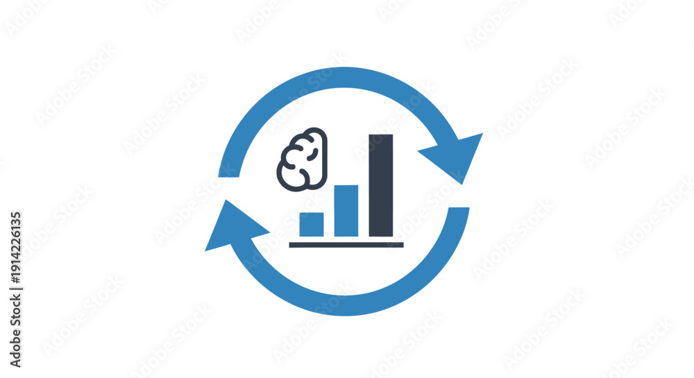 Obraz premium Brain with bar chart graph cycle.