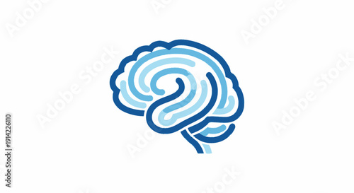 Brain Illustration with Blue Swirls.