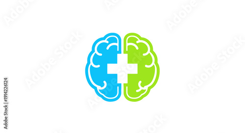 Brain with cross symbol logo.