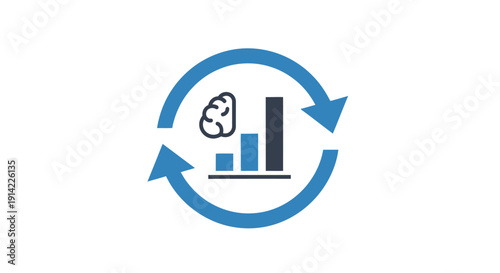 Brain with bar chart graph cycle.