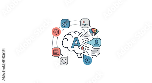 Brain with social media icons.