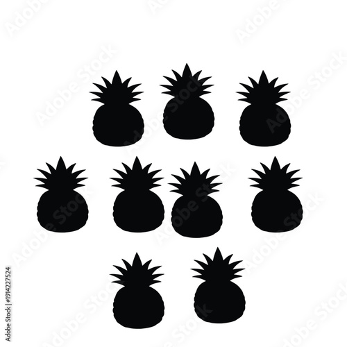 set of pineapple fruit
