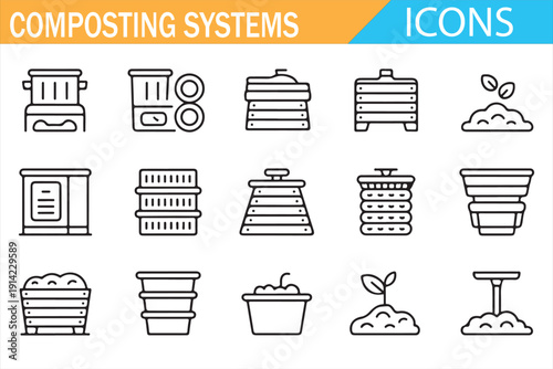 Organic Waste Composting Line Symbols Pack