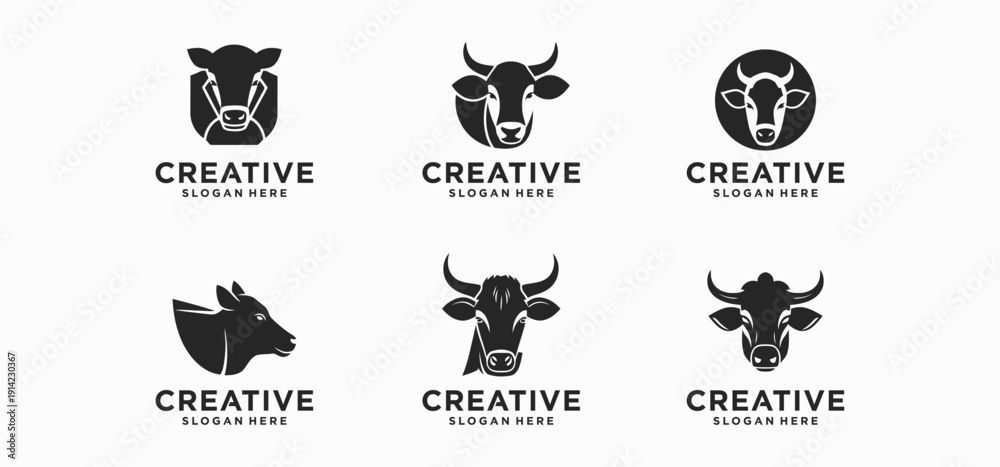 Obraz premium Modern dairy cow logo vector illustration isolated on white background