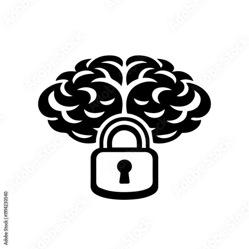 Brain with a lock illustration vector on a white background
Vector illustration icon