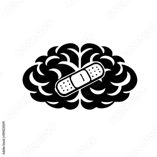 Brain with a patch illustration vector on a white background
Vector illustration icon