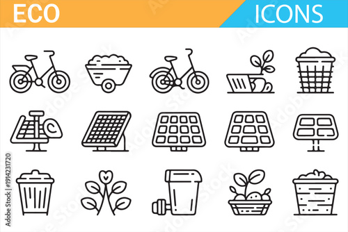 Clean energy environment and recycling minimal vector icons