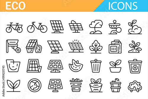 Climate awareness and environmental conservation vector icons