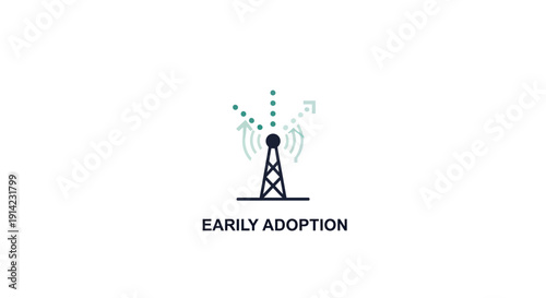 Cellular Tower with Signal Waves Emitting.