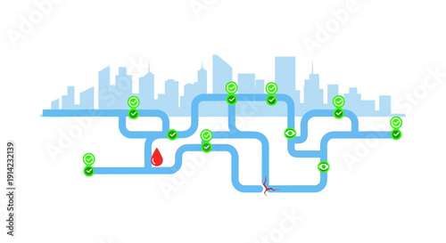 City Map Navigation Route Planning Illustration.