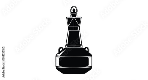 Black silhouette of a lighthouse on a white background, minimalist flat design