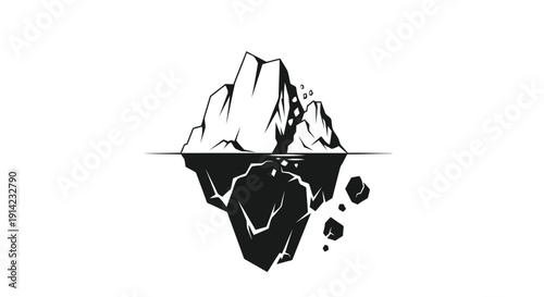 Black and white iceberg silhouette illustration