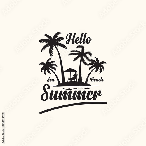 Wallpaper Mural hello summer typography t-shirt design Torontodigital.ca