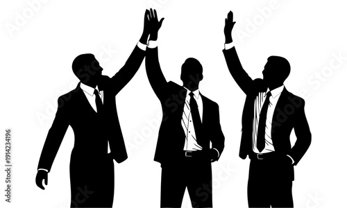 Corporate Team Victory Business Colleagues High Five Silhouette