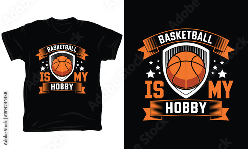 Basketball is My Hobby Vector Design - Sports Themed T-shirt Graphic for Players