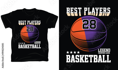 Best Players Basketball T-shirt Design with Number 28 - Sports Vector Illustration