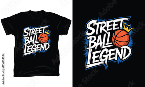 Street Ball Legend Basketball T-shirt Design - Urban Graffiti Style Vector Graphic