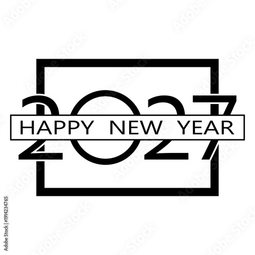 2027 number design template. 2027 New Year logo design. Vector illustration isolated on white background.