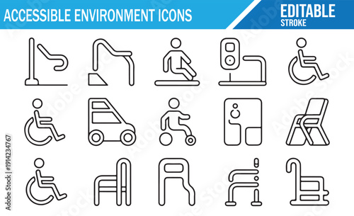 Accessible Design Elements: Line Icon Set Vector