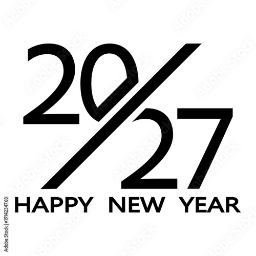 2027 number design template. 2027 New Year logo design. Vector illustration isolated on white background.