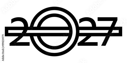 2027 number design template. 2027 New Year logo design. Vector illustration isolated on white background.